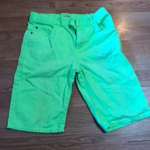 Neon green denim shorts